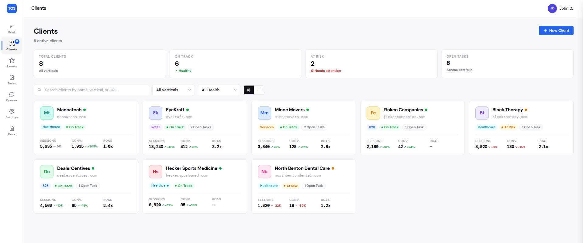 Clients interface from jOS