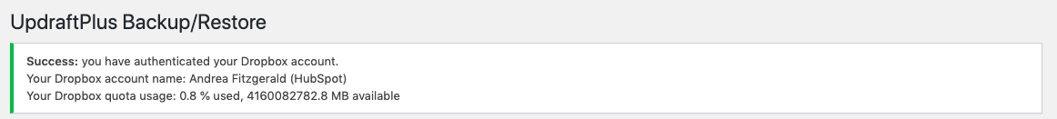 Success banner upon returning to dashboard workspace
