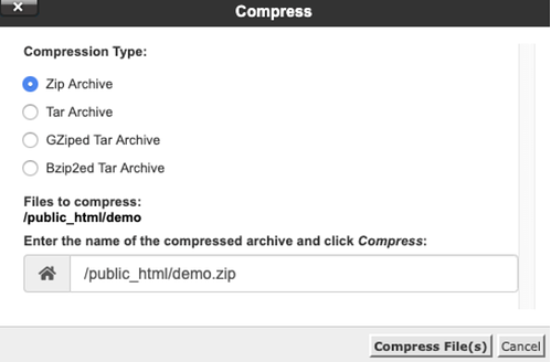 Archive compression config configuration settings options
