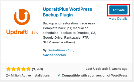 Active plugins management list