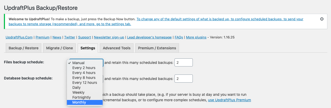 Configuring automatic backup schedule limits