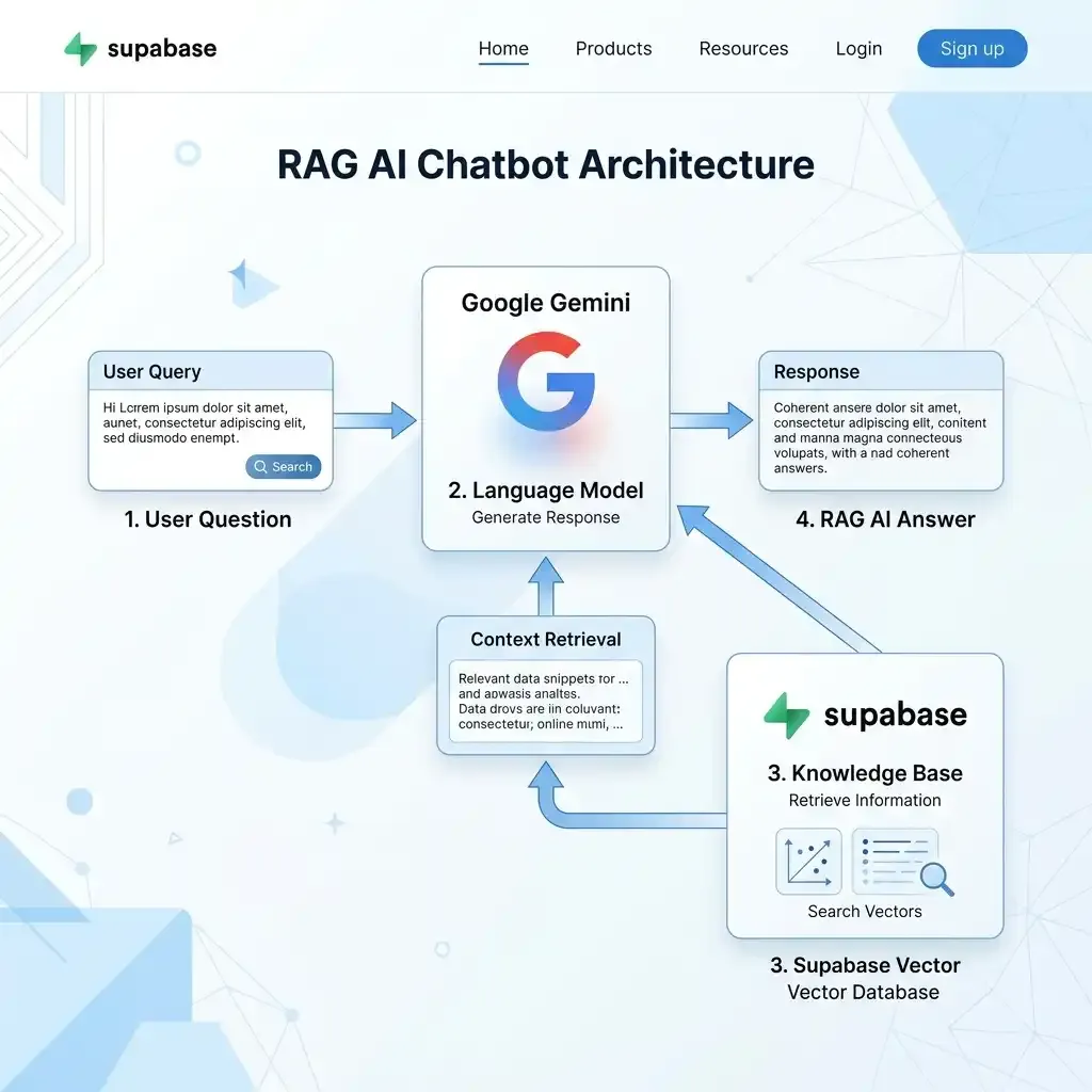 RAG AI Chatbot Architecture with Google Gemini and Supabase